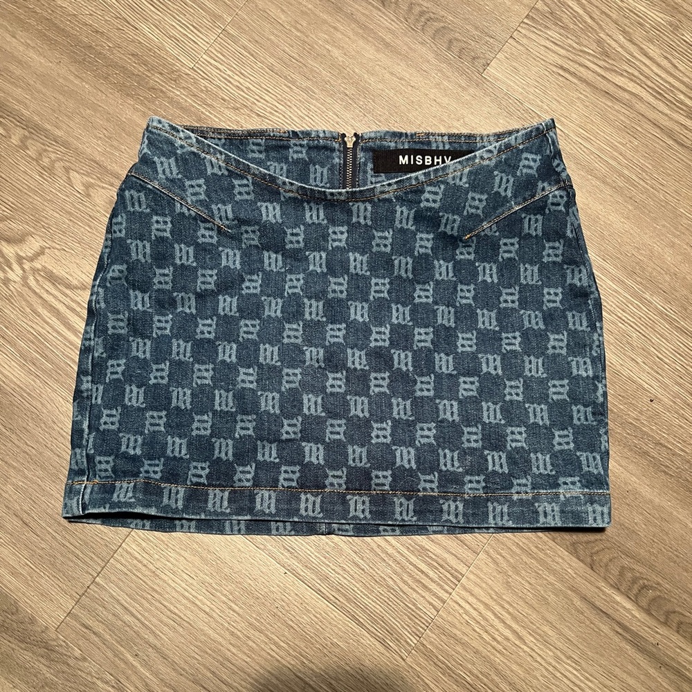 MISBHV Denim Monogram Mini Skirt (size S)